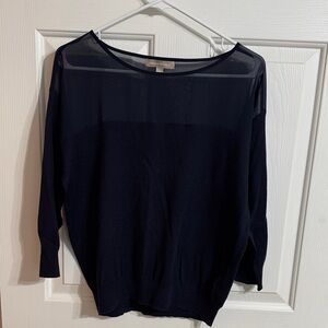 Banana Republic Navy Sheer 3/4-Sleeve Sweater